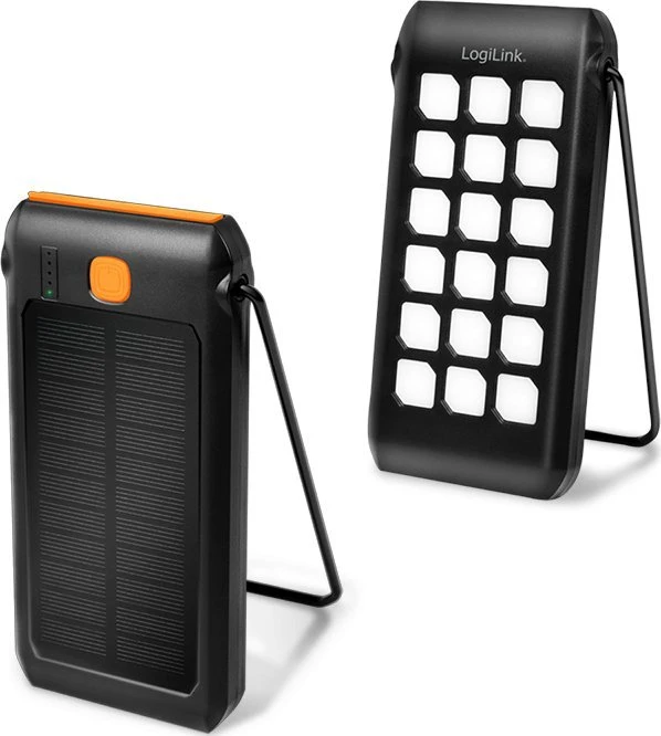 „Logilink“ saulės energija varoma išorinė baterija, 10000 mAh, žibintuvėlis, 2x USB-A QC ir 1x USB-C PD | PA0273
