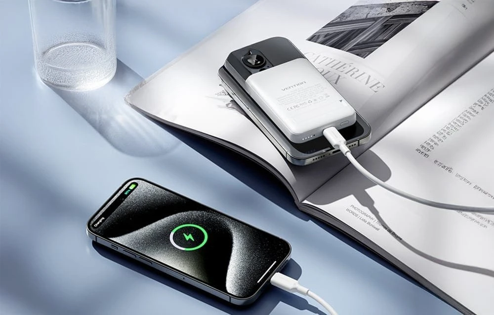Vention FHSB0 5000mAh 20W magnetinis maitinimo blokas + USB-A į USB-C laidas (juodas)