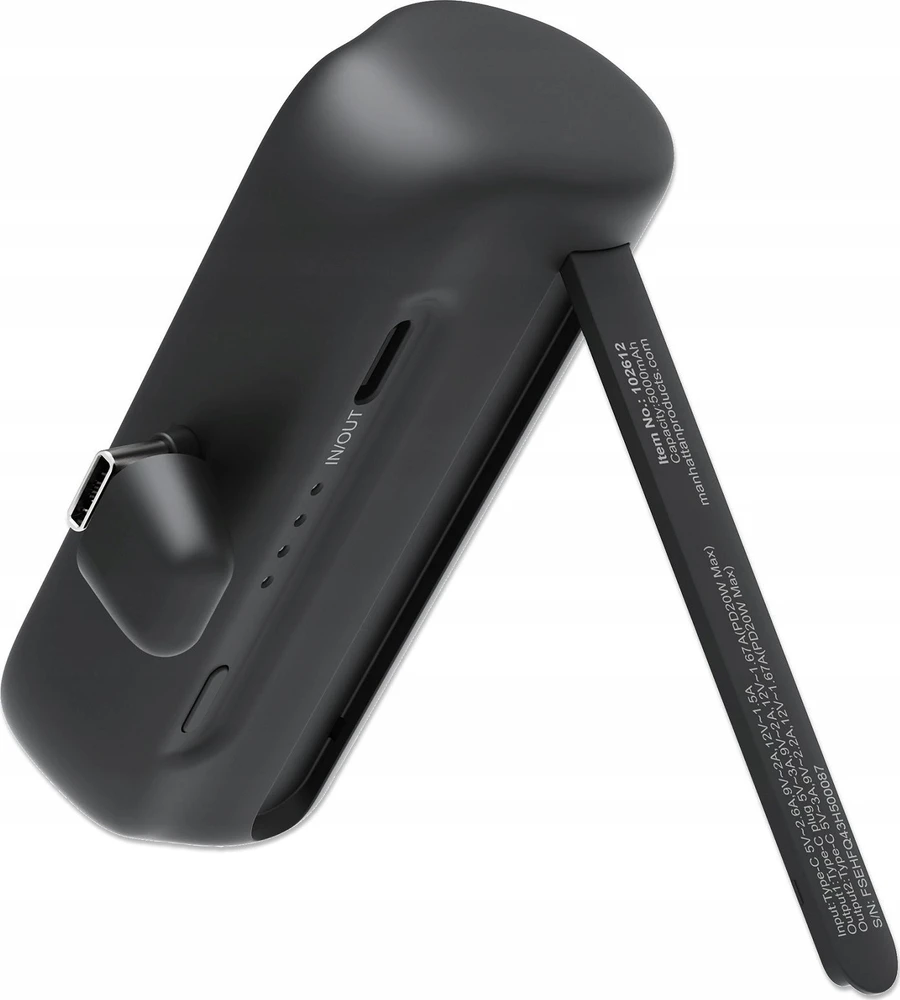 Nešiojamoji baterija Manhattan 102612 USB-C maitinimo šaltinis 20W 5000mAh Juodas