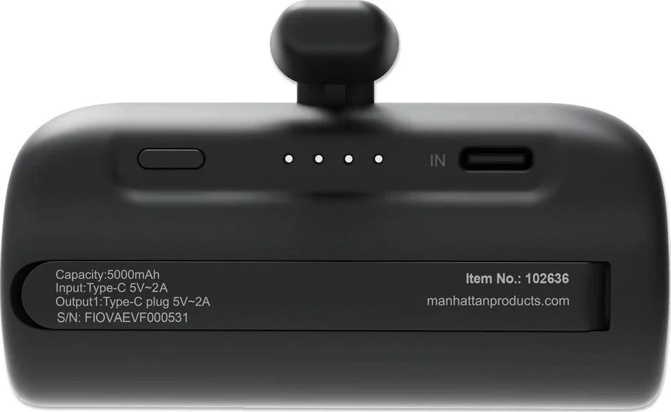 Powerbank Manhattan 5000mAh Juodas (102636)