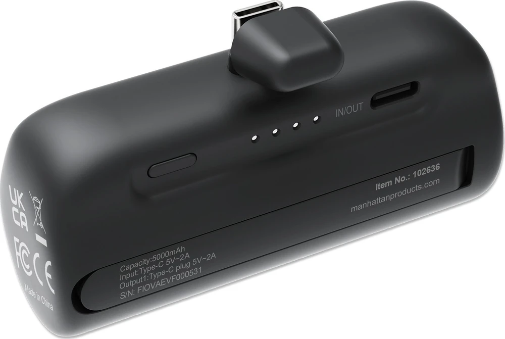 Powerbank Manhattan 5000mAh Juodas (102636)
