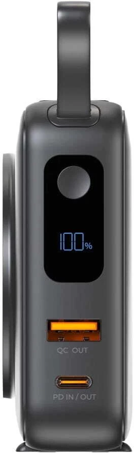 Mobile Origin nešiojamas įkroviklis ir kelioninis įkroviklis, „Lightning“ / USB-C laidas, suderinamas su „MagSafe AW“ / „iPhone“, juodas