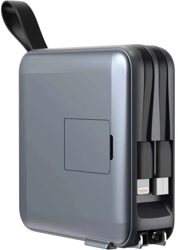 Mobile Origin nešiojamas įkroviklis ir kelioninis įkroviklis, „Lightning“ / USB-C laidas, suderinamas su „MagSafe“ / „AW“ / „iPhone“, pilkas