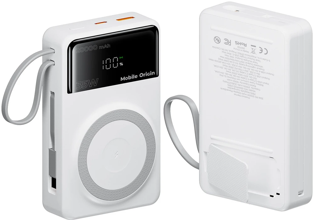 Mobile Origin 35W PD 20000mAh išorinis akumuliatorius su ekranu PB15 suderinamas su MagSafe