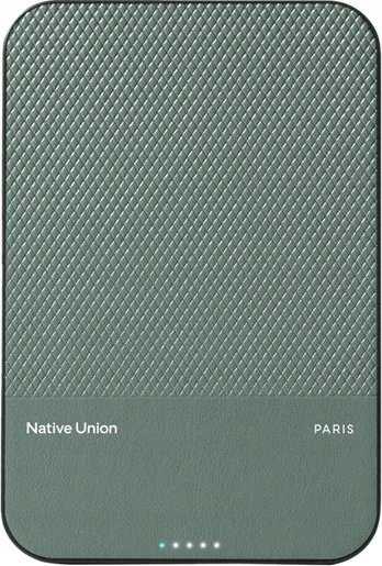 „Native Union (Re)Classic“ magnetinė išorinė baterija, 5000 mAh – pilkšvai žalia