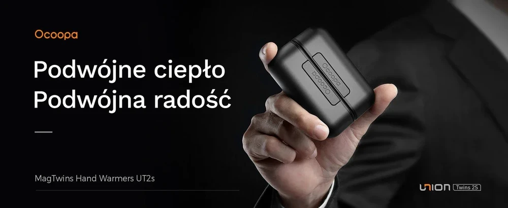 Ocoopa UT2s 2x5000 mAh rankų šildytuvas su powerbank funkcija, USB-C, pilka