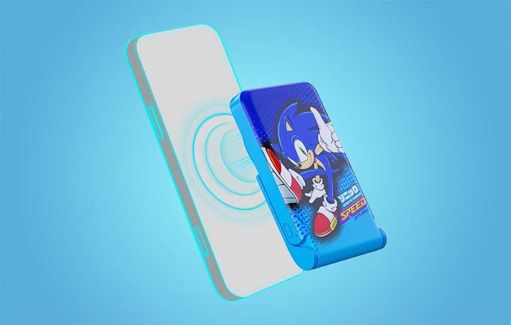 Magnetinis maitinimo blokas OTL 5000 mAh, USB-C 15W, Sonic The Hedgehoh su stovu (mėlyna)
