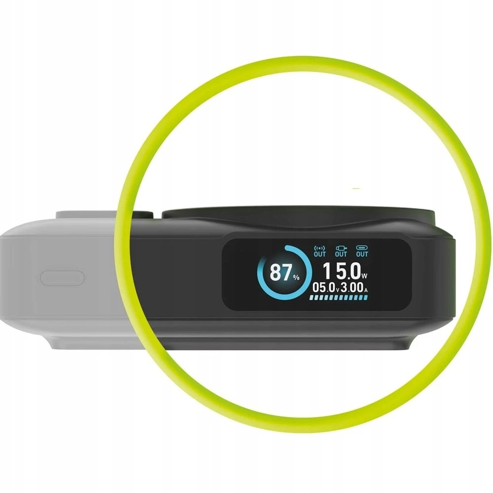 Pitaka Mobile Origin 10000 mAh Qi2 TFT ekranas pusiau kietas išorinis akumuliatorius PB19 – USB-C laidas juodas