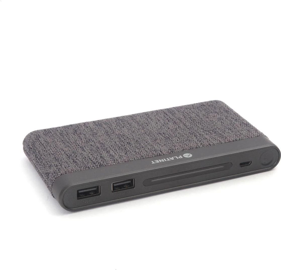 Platinet maitinimo blokas 10000mAh Audinys Braided LiPo 2.1A, tamsiai pilkas (44385)