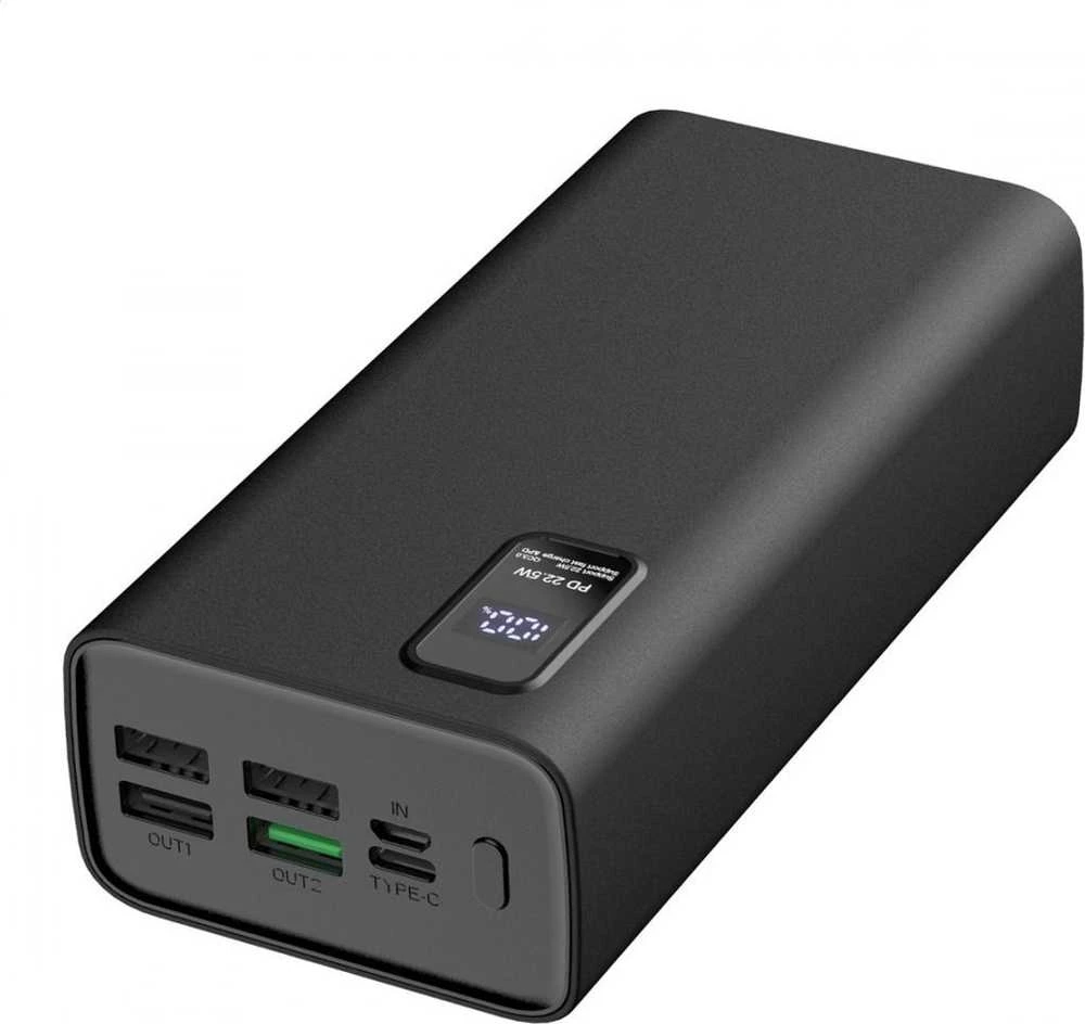 Išorinė baterija POWER BANK Platinet 30000mAh (4xUSB; 1xType-C; QC3.0 22,5W) juoda