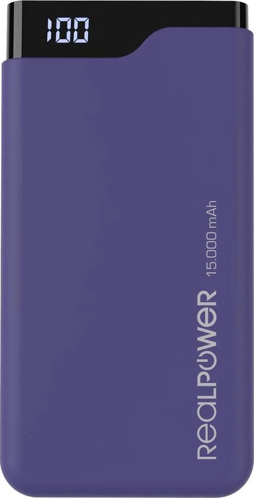 Mėlyna Powerbank RealPower Type-C 15000 Midnight mėlynas