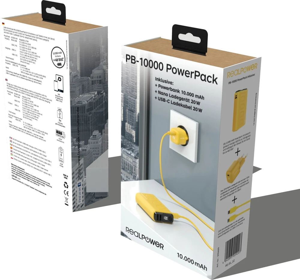 Realpower Carruzzo Ultron PB-10000 10000 mAh Geltona