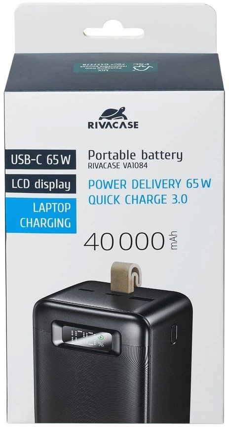 RIA Rivacase VA1084 nešiojamasis įkroviklis Ličio polimeras (LiPo) 40000 mAh Juoda