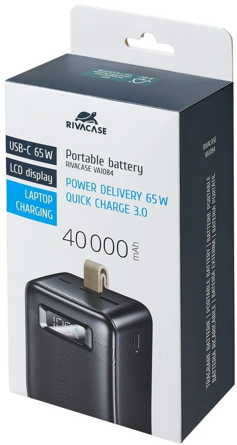 RIA Rivacase VA1084 nešiojamasis įkroviklis Ličio polimeras (LiPo) 40000 mAh Juoda