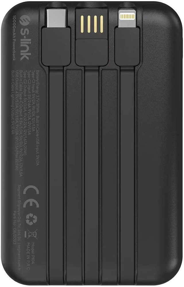 S-Link P104 10000 mAh 22.5W juoda