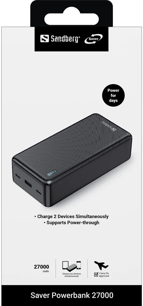 Powerbank Sandberg Saver 27000 mAh Juodas (320-43)
