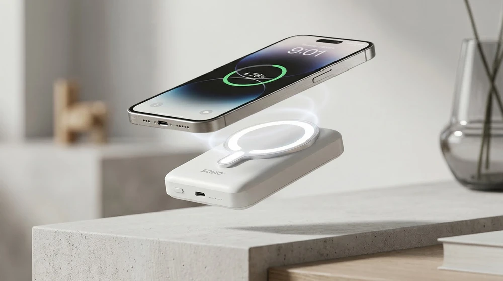 Savio BA-13 power bank 10000 mAh Belaidis įkrovimas Baltas