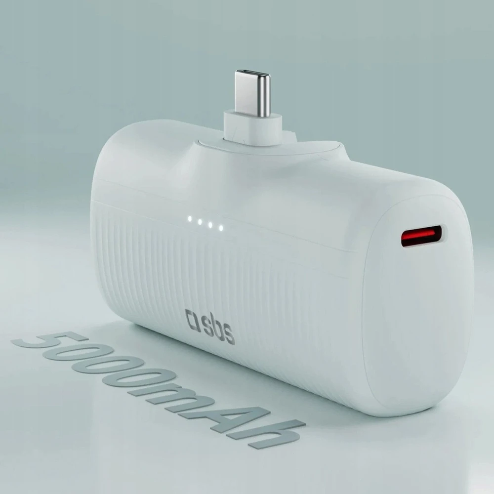 SBS EcoPower 5000 mAh 10W išorinė baterija su integruotu USB-C prievadu – pilka