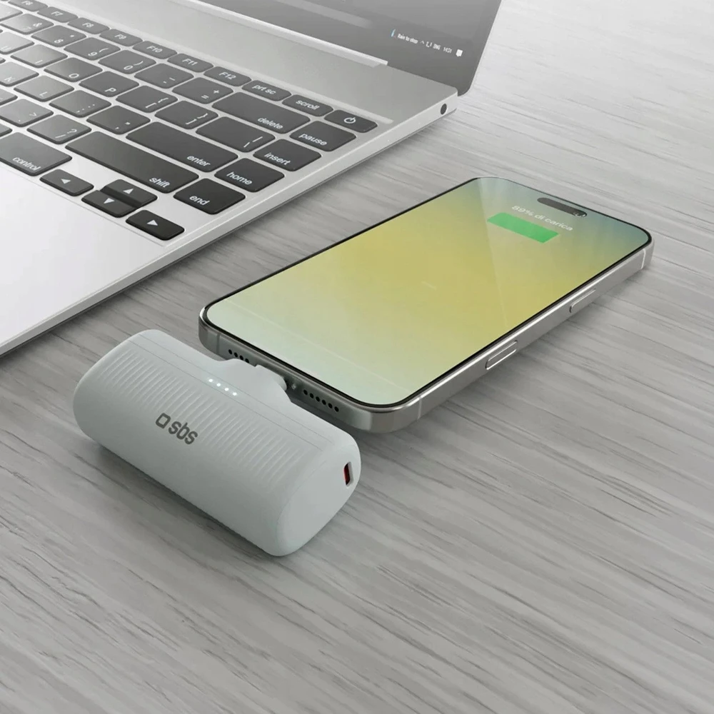 SBS EcoPower 5000 mAh 10W išorinė baterija su integruotu USB-C prievadu – pilka