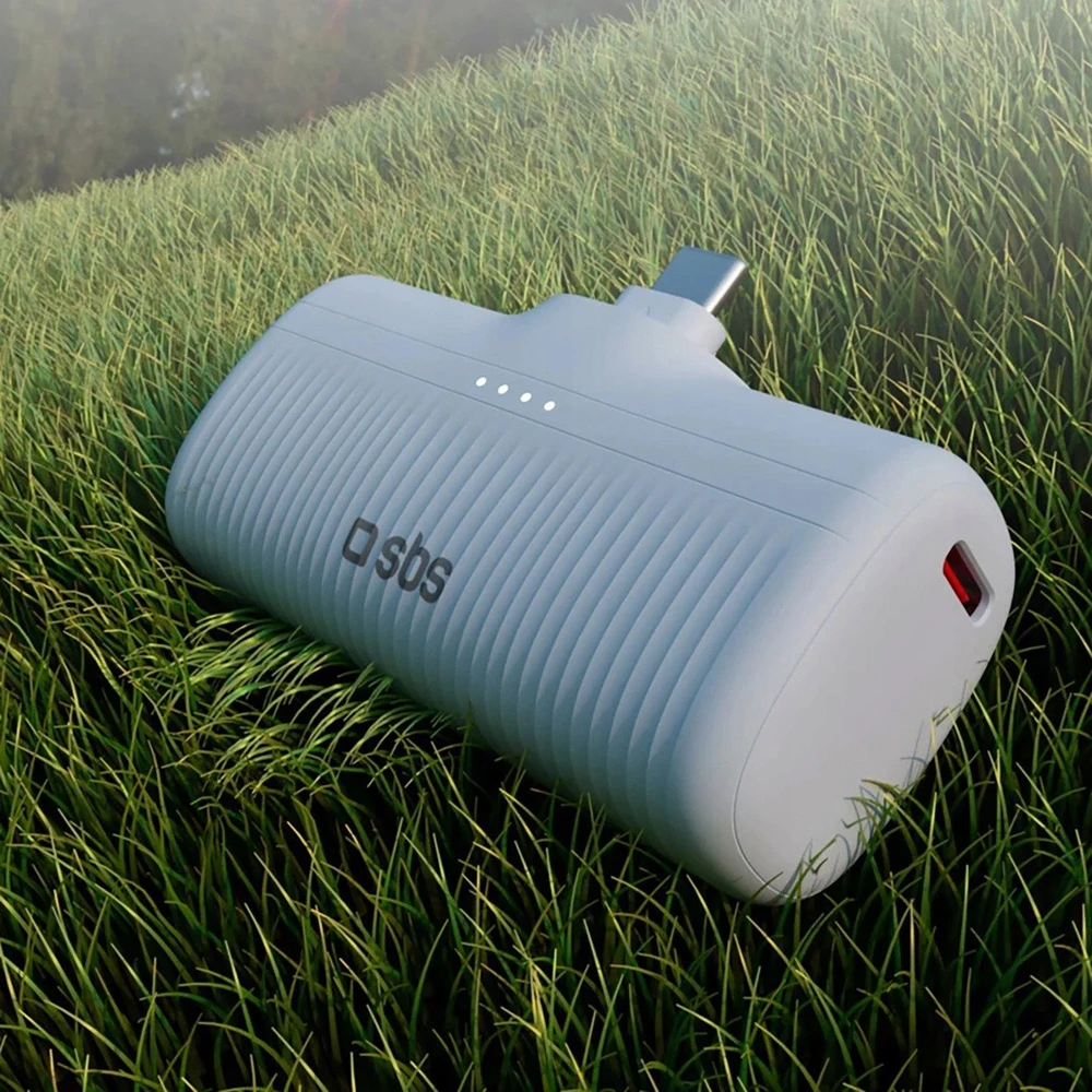 SBS EcoPower 5000 mAh 10W išorinė baterija su integruotu USB-C prievadu – pilka