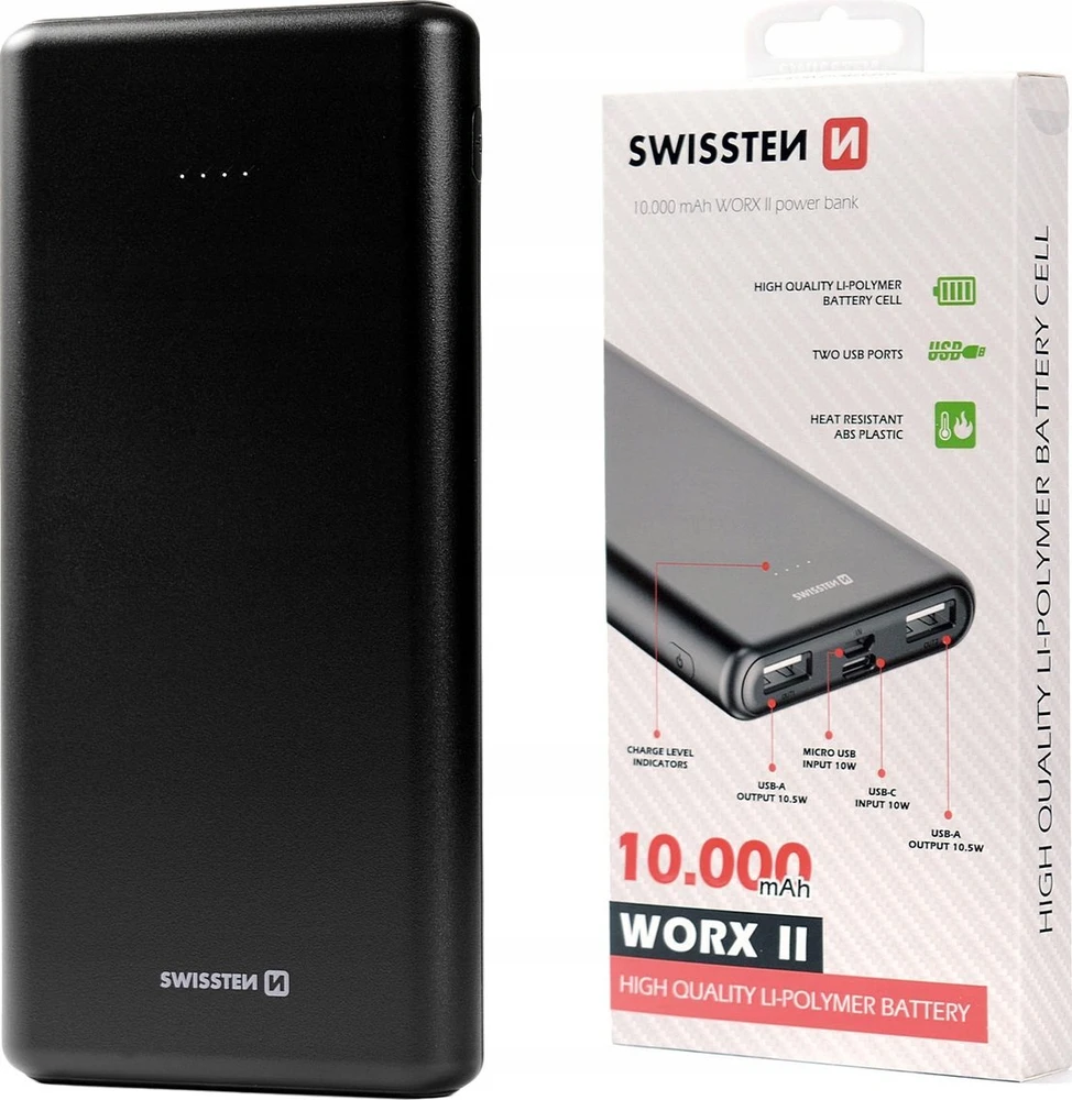 Powerbank Swissten Swissten Power Bank Worx II 10000 mAh
