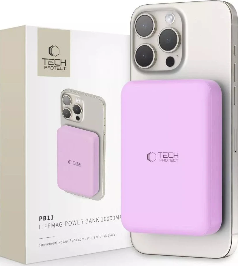Tech-Protect LifeMag MagSafe PB11 10000mAh Power Bank – rožinės spalvos