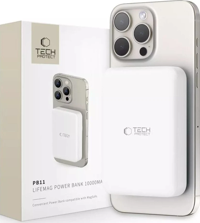 Tech-Protect PB11 LifeMag MagSafe powerbank 10000MAH baltos spalvos