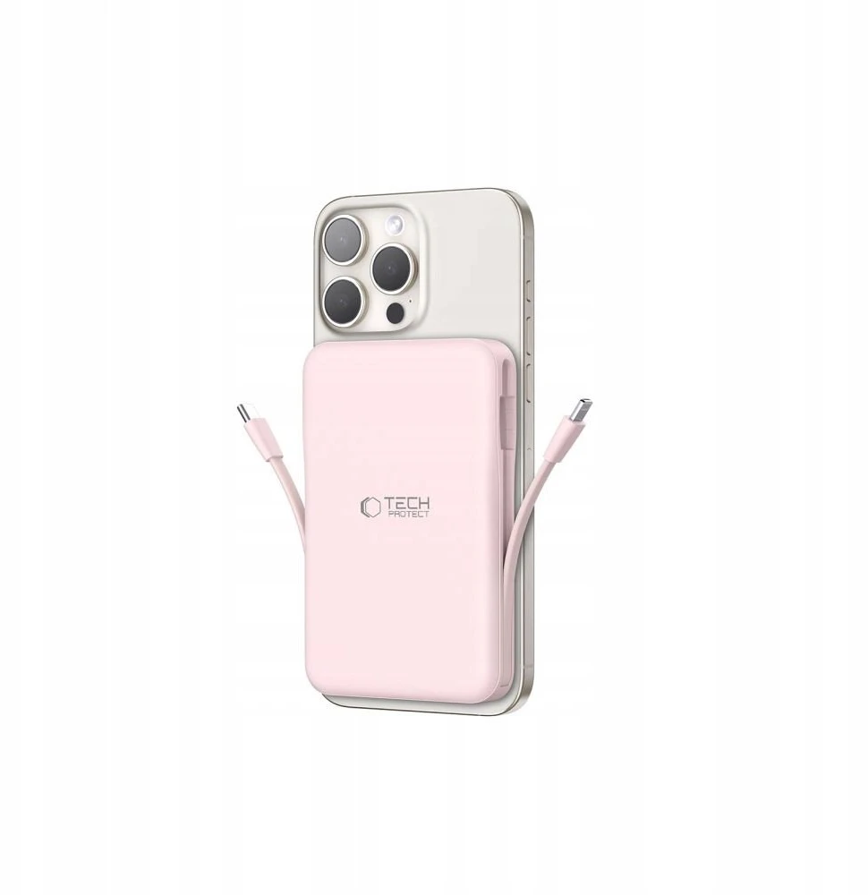 Išorinė baterija „Tech-Protect PB31 LifeMag MagSafe 10000 mAh“ – rožinė