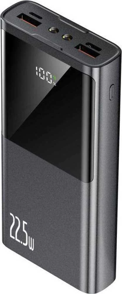 Nešiojamoji baterija „Tech-Protect PB13“ 20000mAh 22,5 W, 2x USB-A / USB-C / „Lightning“ su USB-C / USB-A kabeliu, pilkos spalvos