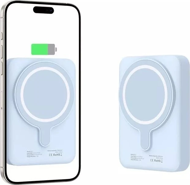 Tech-Protect LifeMag PB11 Powerbank su MagSafe 10000mAh 15W USB-C port – mėlynos spalvos + USB-C kabelis