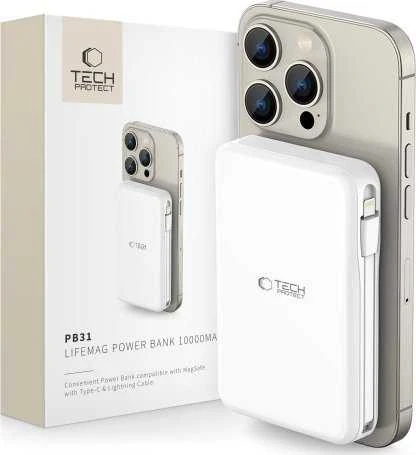 Tech-Protect PB31 LifeMag MagSafe powerbank 10000MAH baltos spalvos