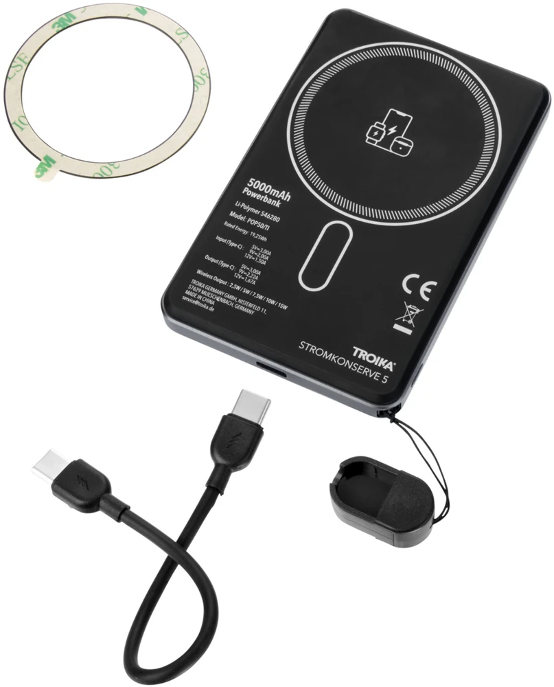 Powerbank Troika POP50 5000 mAh Pilka, Juodas (POP50/TI)