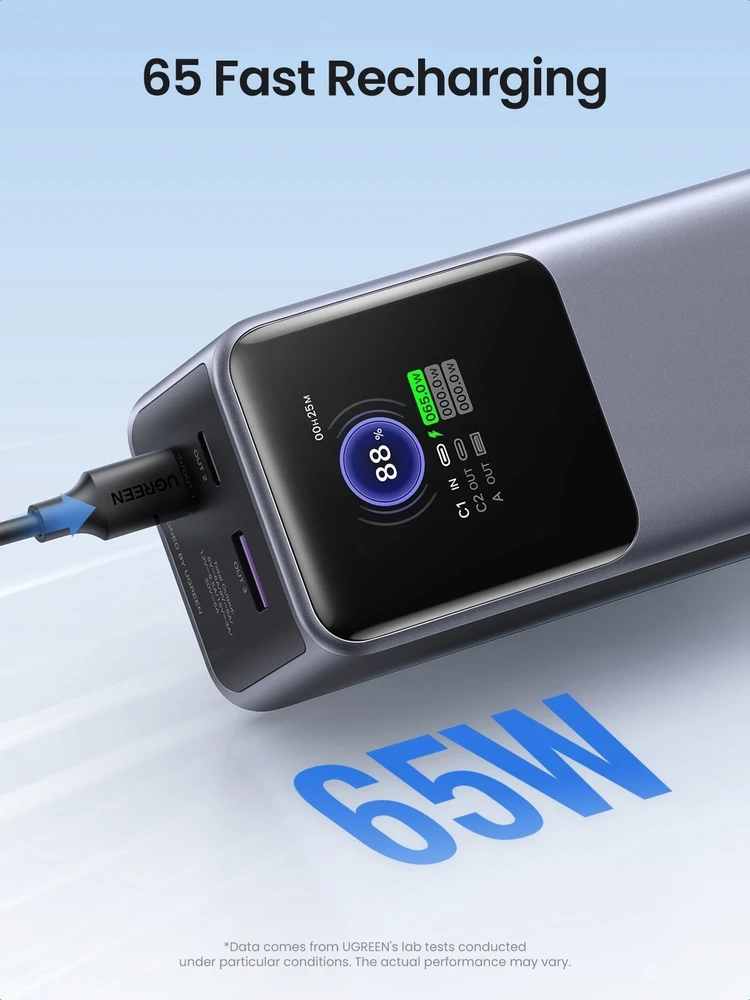 UGREEN nešiojama baterija (Power Bank) 20000mAh, 130W, greitasis įkrovimas