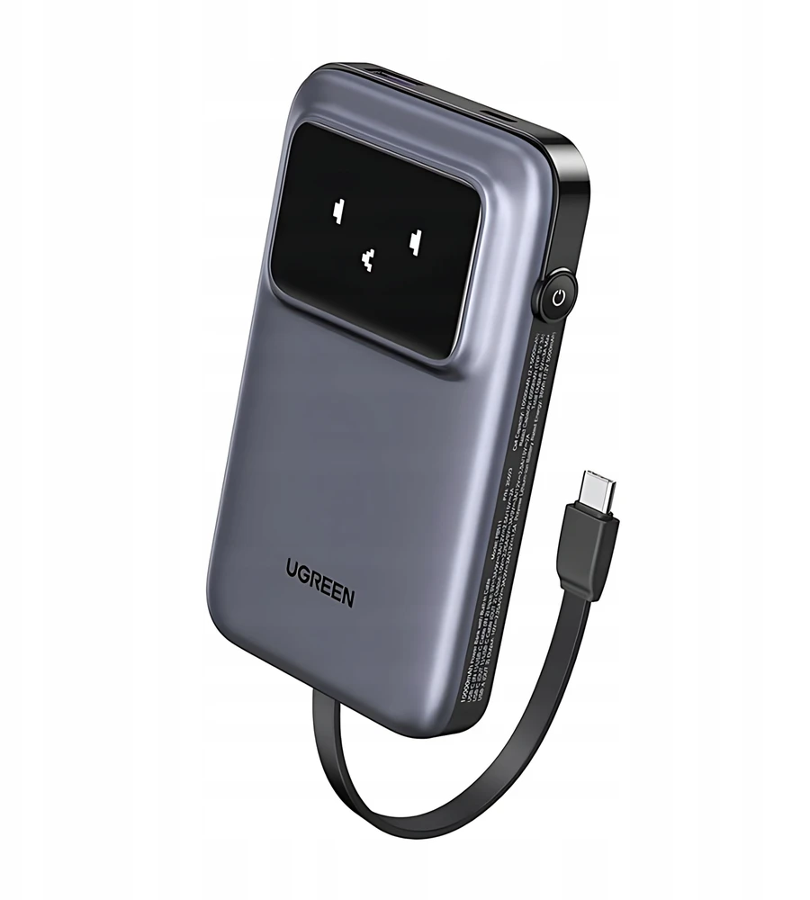 Nešiojamas įkroviklis UGREEN 10000mAh Power Bank su integruotu kabeliu