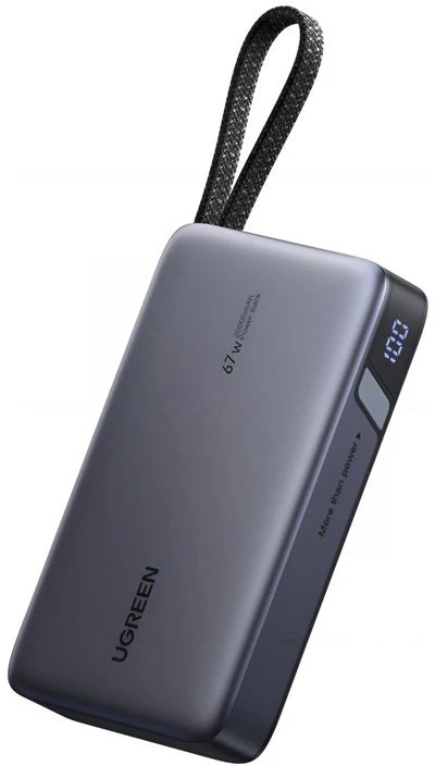 UGREEN nešiojama baterija (Power Bank) 20000mAh, 67W, su integruotu kabeliu, greitasis įkrovimas