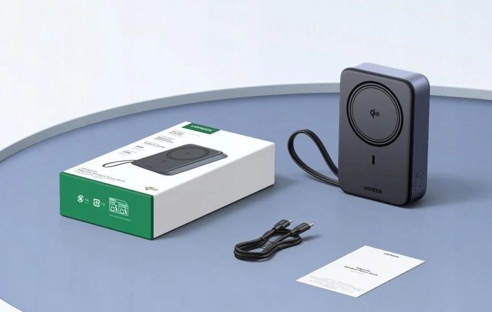 Magnetinis powerbankas 20000 mAh Ugreen PB567, USB + USB-C, Qi2 15W (pilka)
