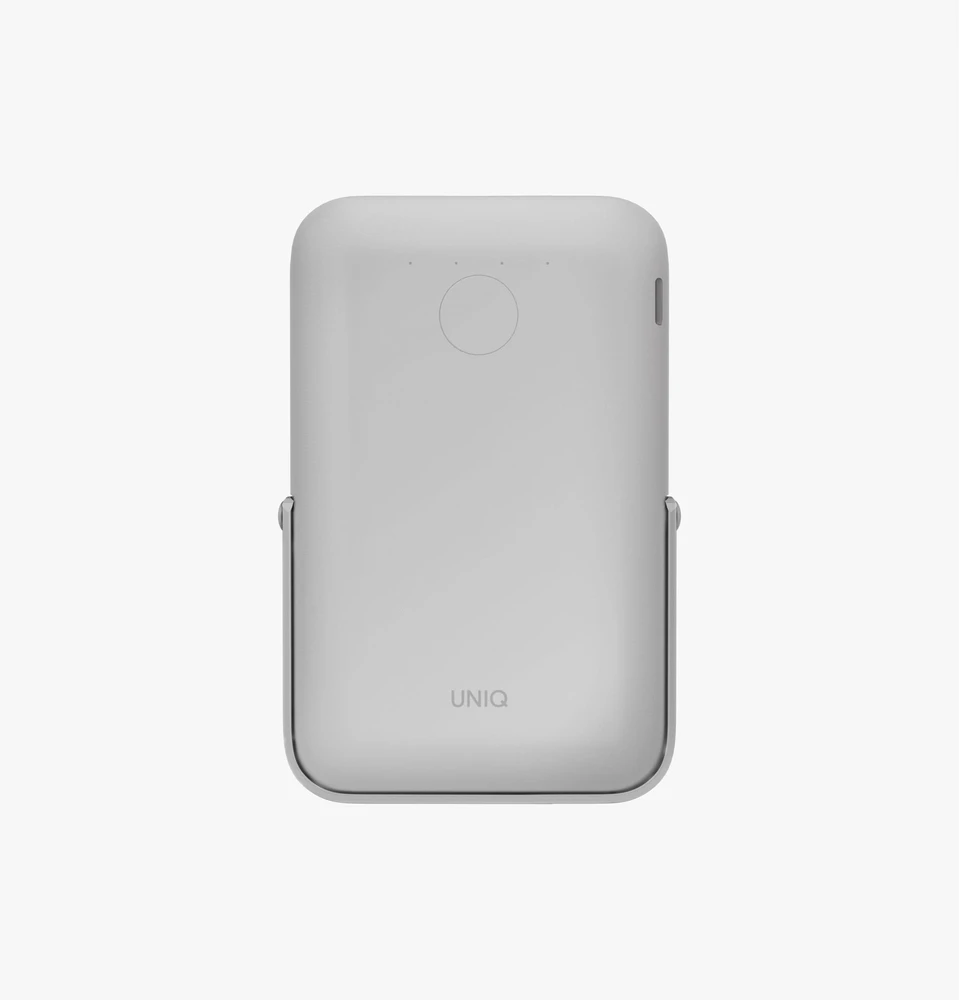 UNIQ Powerbank Hoveo 5000mAh USB-C 20W PD Fast charge Wireless Magnetic pilkos spalvos/chalk pilkos spalvos
