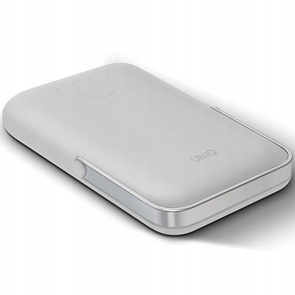 UNIQ Powerbank Hoveo 5000mAh USB-C 20W PD Fast charge Wireless Magnetic pilkos spalvos/chalk pilkos spalvos