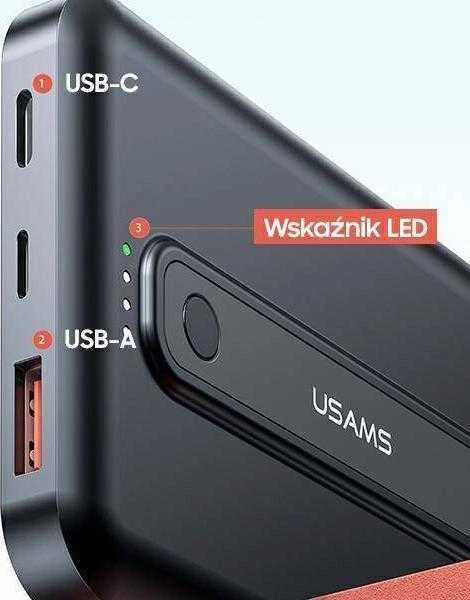 USAMS išorinė baterija PB64 10000mAh 20W QC3.0+PD magnetinis belaidis greito įkrovimo juodas 10KCD17301 (US-CD173)