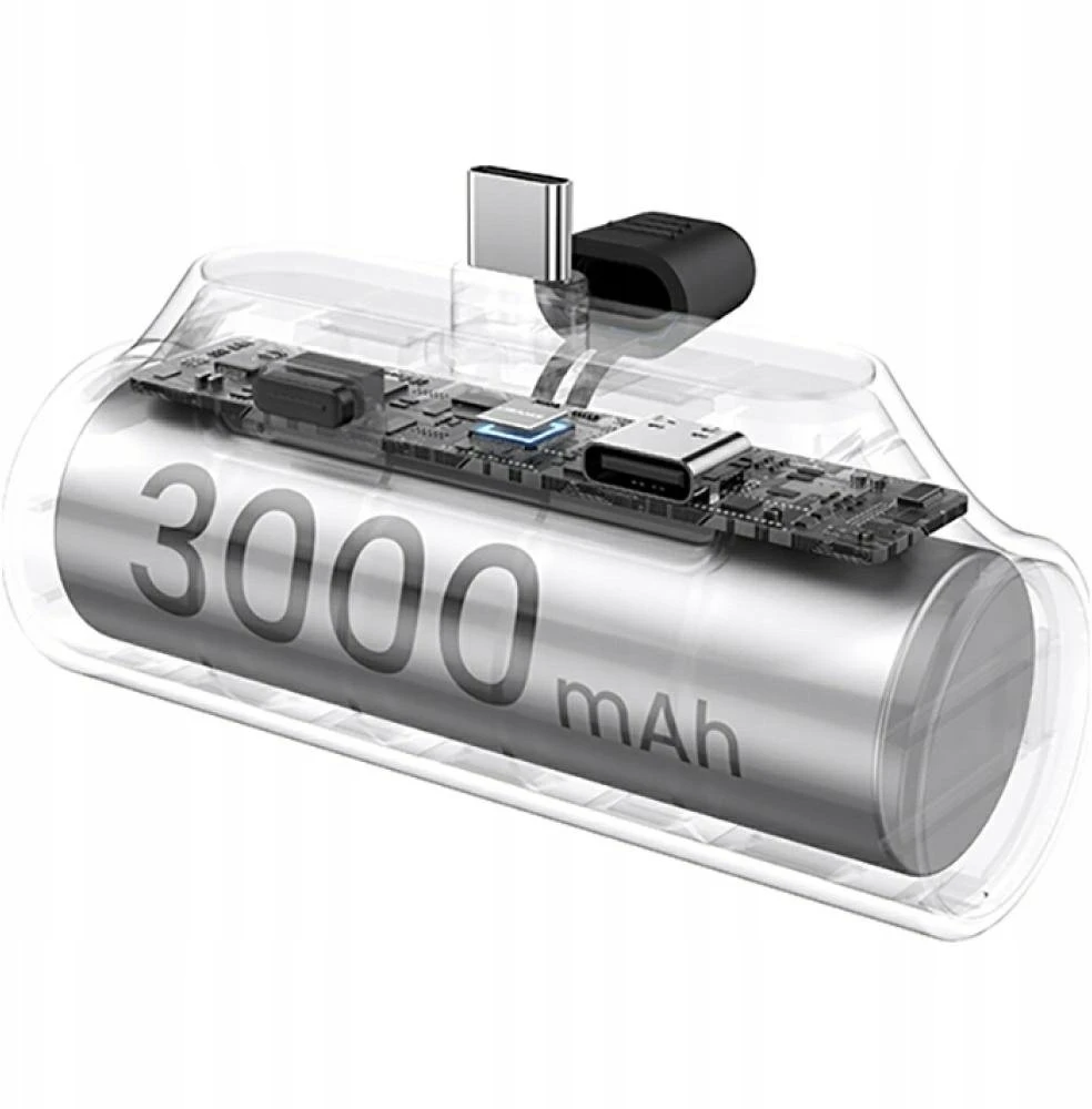 USAMS PB79 Mini Tail Plug nešiojama išorinė baterija 3000mAh USB-C sidabrinis
