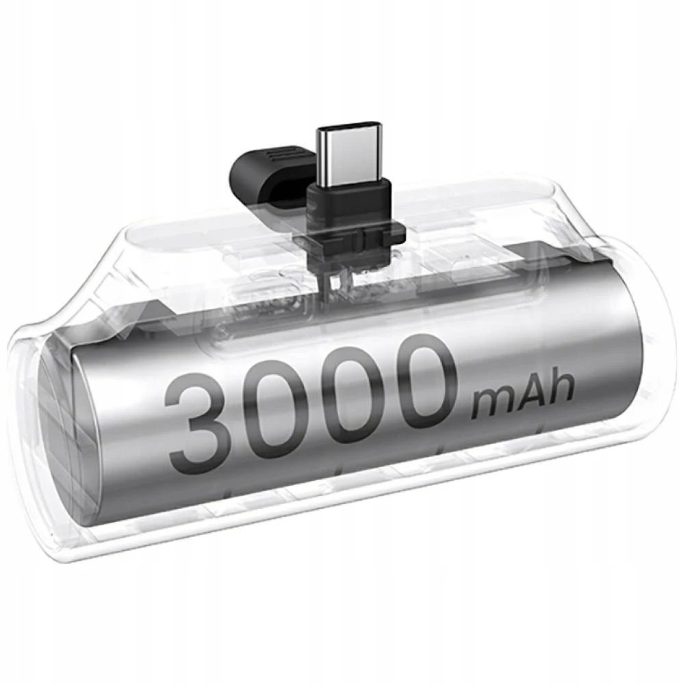 USAMS PB79 Mini Tail Plug nešiojama išorinė baterija 3000mAh USB-C sidabrinis