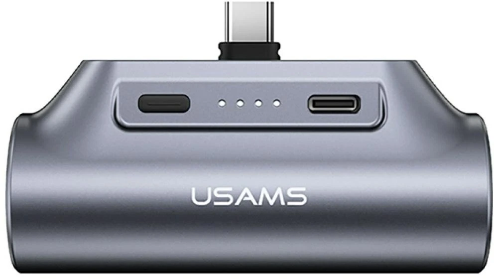 USAMS PB79 Mini Tail Plug nešiojama išorinė baterija 3000mAh USB-C pilka