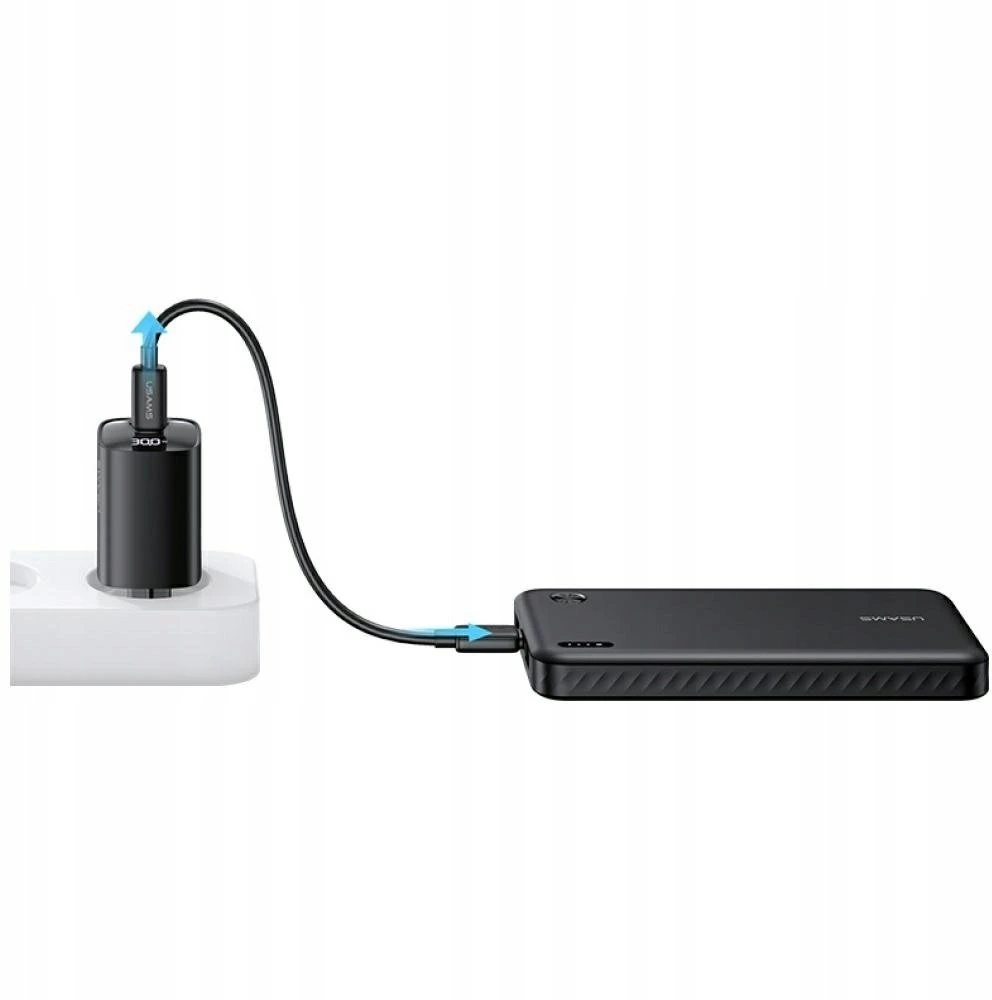 USAMS PB83 išorinė baterija 2xUSB-A 1xUSB-C 10000mAh baltas