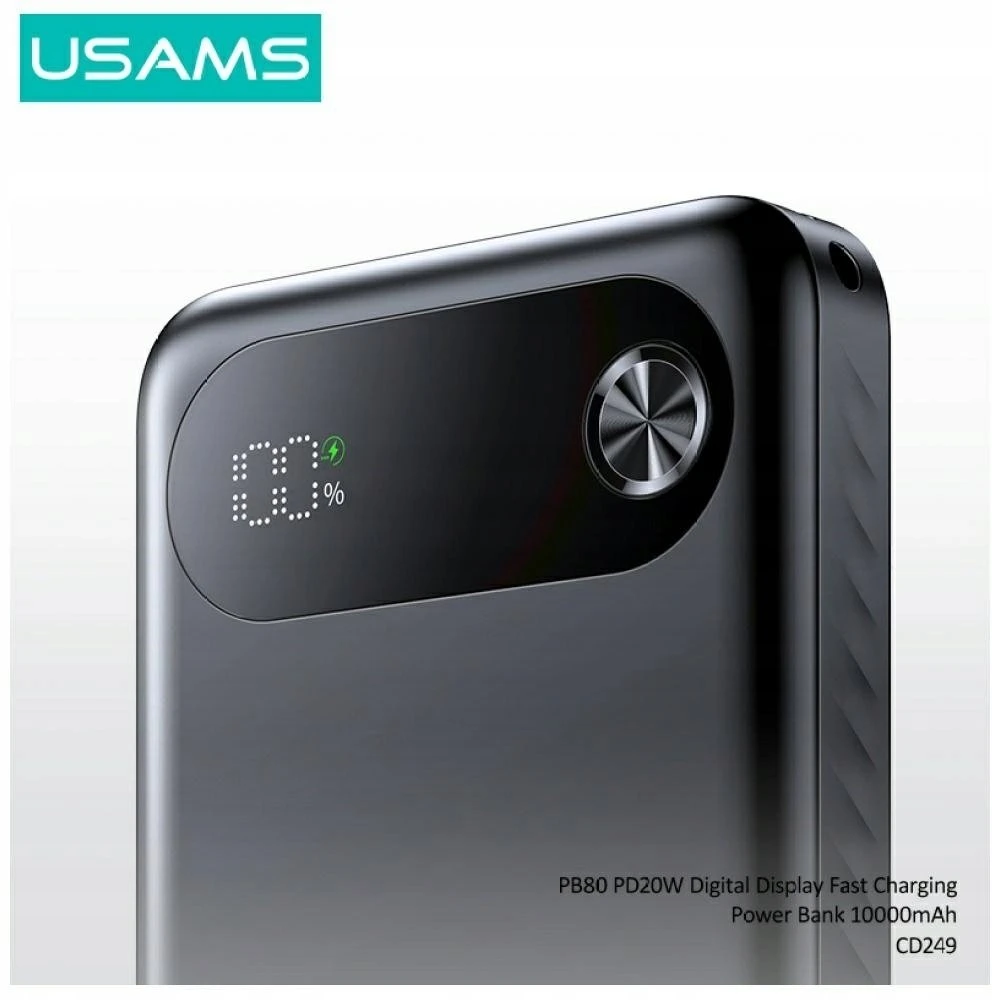 USAMS PB80 Power Bank PD20W 10000mAh juodas
