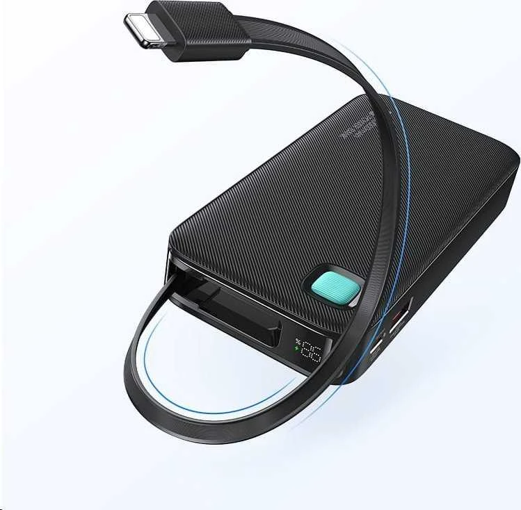 USAMS nešiojama baterija su ištraukiamu laidu, ištraukiamas „Lightning“ 10000 mAh PD 20W greito įkrovimo XY serijos p