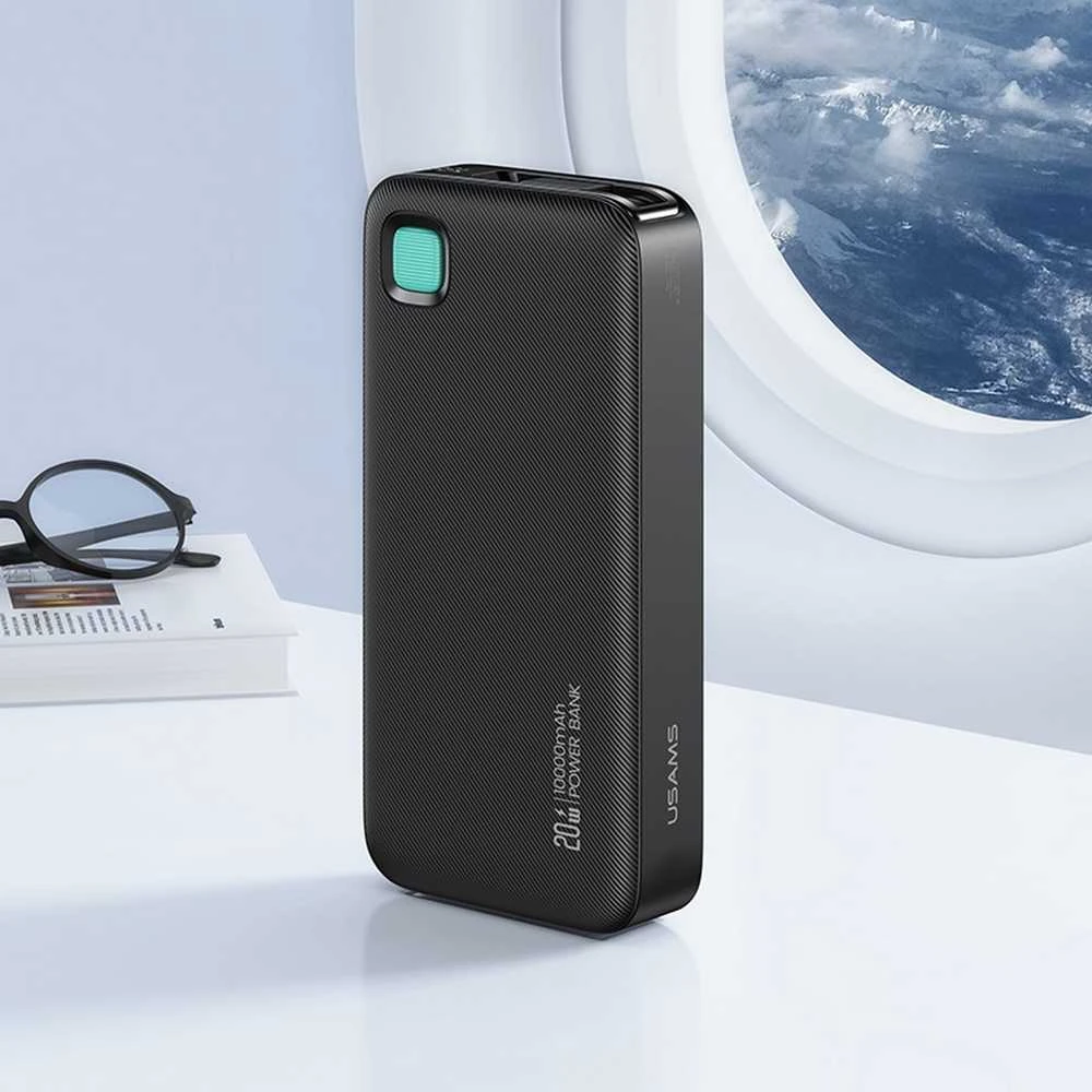 USAMS nešiojama baterija su ištraukiamu laidu, ištraukiamas „Lightning“ 10000 mAh PD 20W greito įkrovimo XY serijos p