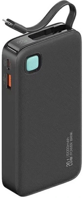 USAMS nešiojama baterija su ištraukiamu laidu, „Lightning“ 10000 mAh PD 20W, greito įkrovimo, XY serijos, juodos spalvos