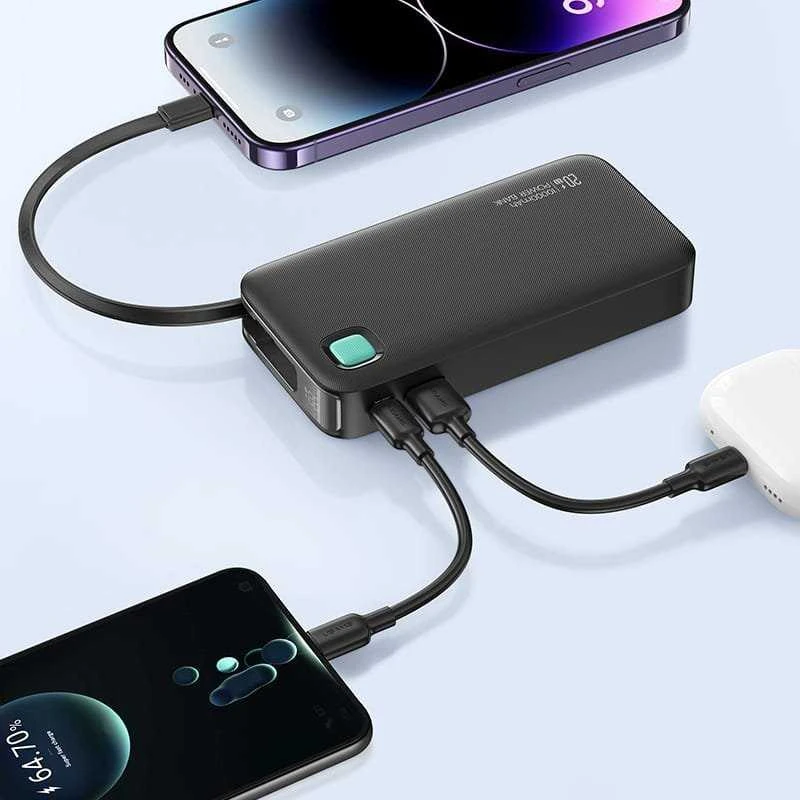 USAMS nešiojama baterija su ištraukiamu laidu, „Lightning“ tipo, 10000 mAh, PD, 20W, greito įkrovimo, XY serijos, W