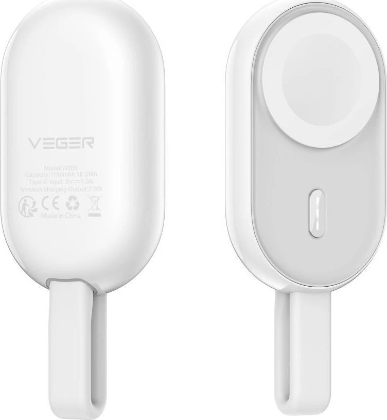 VEGER maitinimo blokas 1200 mAh, skirtas laikrodžiui suderinamai su Apple Watch Pomme (W0102) baltos spalvos