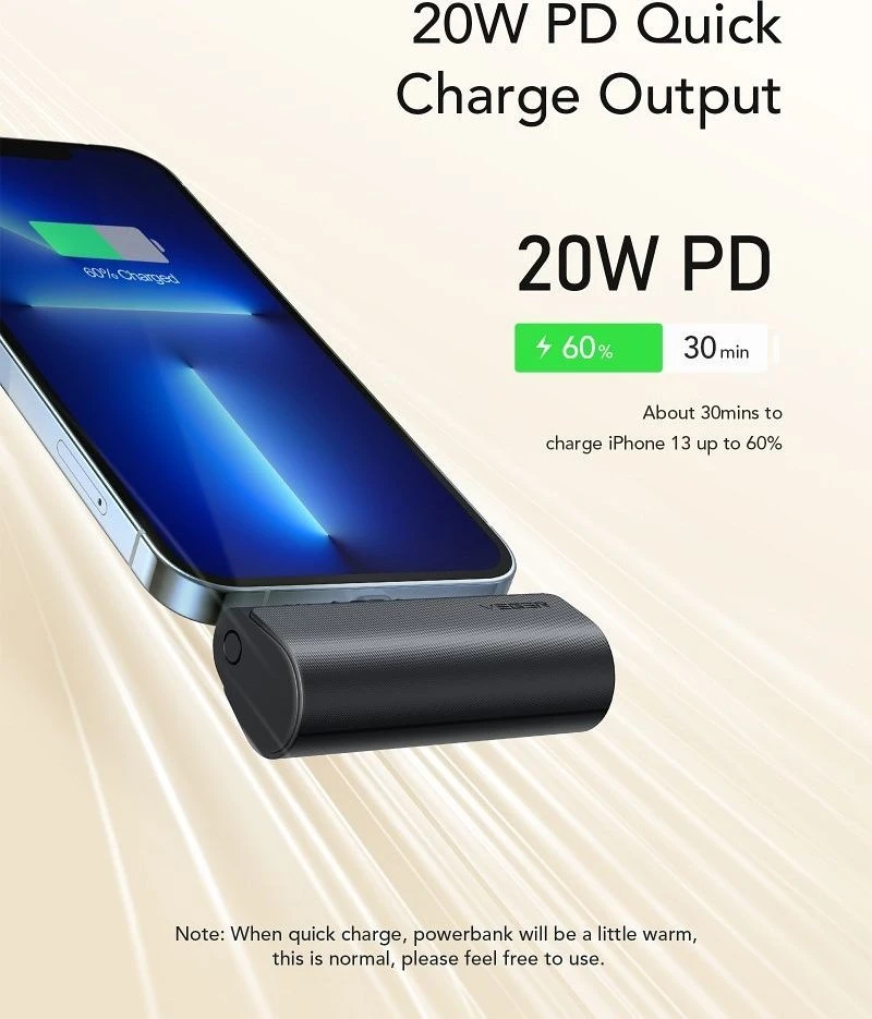 Išorinė baterija POWER BANK VEGER PlugOn (W0556P) lightning 5000mAh (20W) juoda